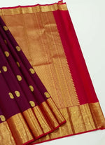 Load image into Gallery viewer, Classic Wine Red &amp; Chilli Red 2gm Zari Elegance Kanchipuram Handloom Silk Saree SS27627
