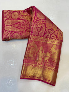 Classic Wine Fuchsia Elegance Kanchipuram Handloom Silk Saree SS24697