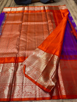Load image into Gallery viewer, Classic Glow Vadamalli &amp; Apricot Orange Elegance Kanchipuram Handloom Silk Saree SS28436
