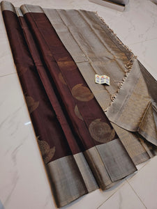 Classic Espresso & Cocoa Elegance Handloom Soft Silk Saree SS23554