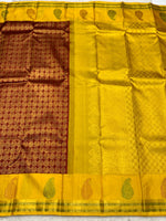 Load image into Gallery viewer, Classic Maroon Red &amp; Sunny Yellow 2gm Zari Bridal Elegance Kanchipuram Handloom Silk Saree SS25834
