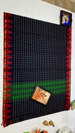 Load image into Gallery viewer, Classic Navy Blue &amp; Brick Red Kanchipuram Handloom Cotton Saree SS26706

