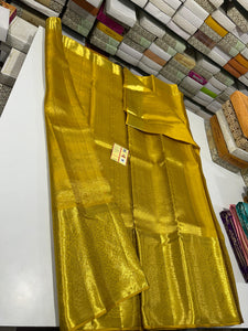 Classic Mustard Gold Brocade Bridal Elegance Kanchipuram Handloom Silk Saree SS23712