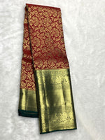 Load image into Gallery viewer, Classic Cherry Red &amp; Deep Green 2gm Zari Bridal Elegance Kanchipuram Handloom Silk Saree SS25359
