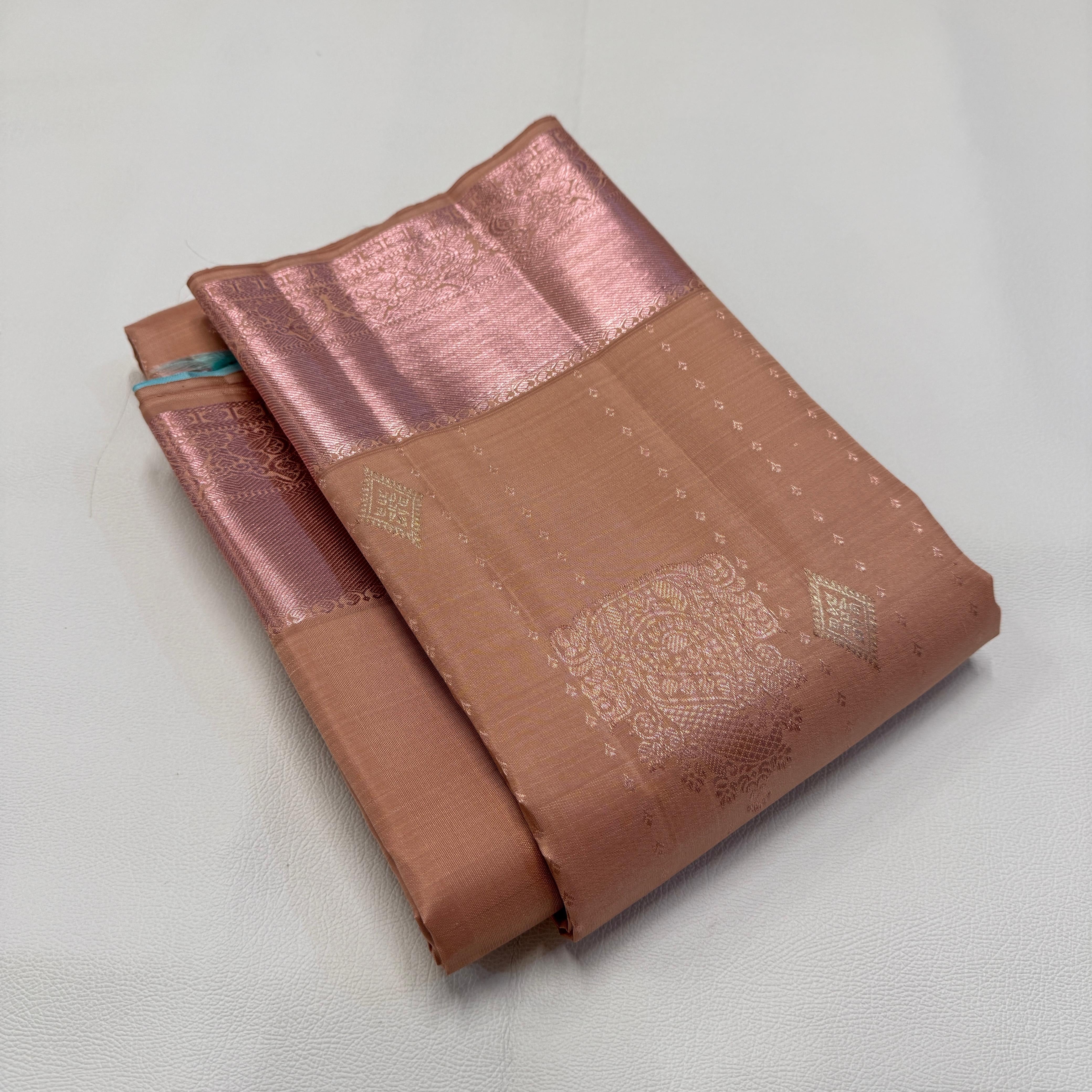 Classic Creamy Peanut Butter 1gm Zari Elegance Kanchipuram Handloom Silk Saree SS23668