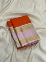 Load image into Gallery viewer, Classic Orange &amp; Baby Pink 1gm Thread Butta  Elegance Kanchipuram Handloom Silk Saree SS27350
