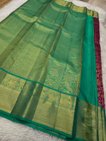 Load image into Gallery viewer, Classic Wine Red &amp; Sea Green 2gm Zari Bridal Elegance Kanchipuram Handloom Silk Saree SS24480
