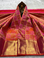 Load image into Gallery viewer, Classic Pink Dual Toned 2gm Zari Brocade Bridal Elegance Kanchipuram Handloom Silk Saree SS27035
