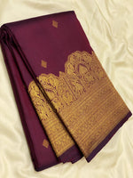 Load image into Gallery viewer, Classic Berry Wine 2gm Zari Bridal Elegance Kanchipuram Handloom Silk Saree SS24517
