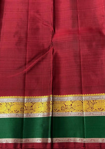 Classic Brick Red 2gm Zari Elegance Kanchipuram Handloom Silk Saree SS25233