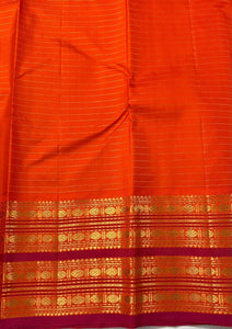 Classic Plum & Orange 2gm Zari Kanchipuram Handloom Silk Saree SS26213