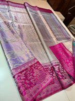 Load image into Gallery viewer, Classic Lavender &amp; Deep Pink Meenakari Bricade Bridal Elegance Kanchipuram Handloom Silk Saree SS25331
