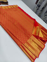 Load image into Gallery viewer, Classic Orange &amp; Red Bridal Elegance Kanchipuram Handloom Silk Saree SS27903
