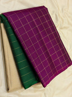 Load image into Gallery viewer, Classic Cream Grape Wine &amp; Green 2gm Zari Elegance Kanchipuram Handloom Silk Saree SS27360
