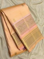 Load image into Gallery viewer, Classic Peach Beige 2gm Zari Elegance Kanchipuram Handloom Silk Saree SS28286

