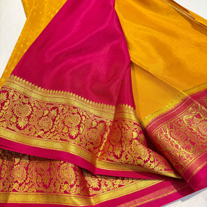 Classic Yellow & Deep Pink Elegance Mysore Silk Saree SS24166