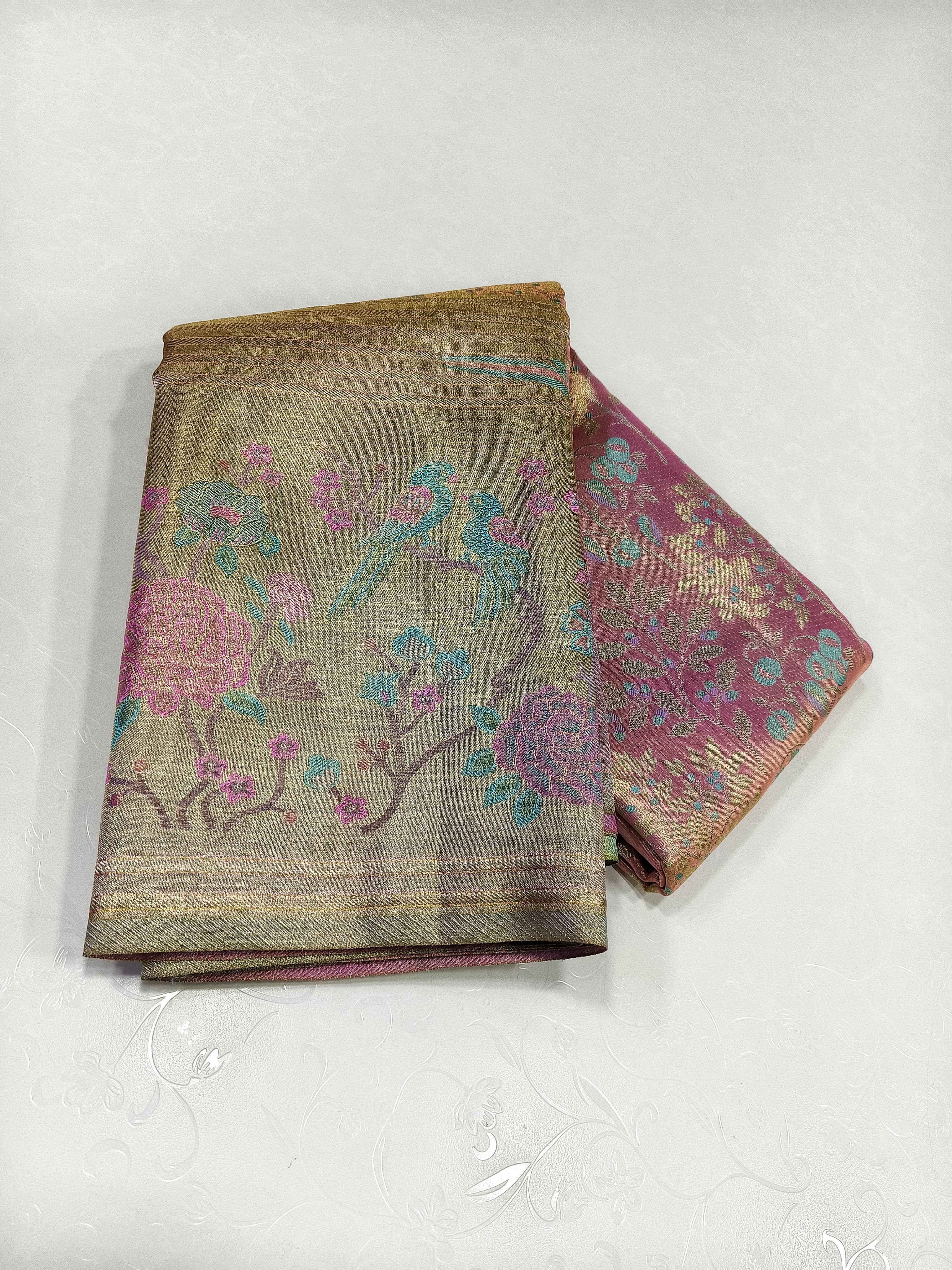 Classic Pastel Pink & Pastel Green 2gm Zari Bridal Elegance Kanchipuram Handloom Silk Saree SS24842