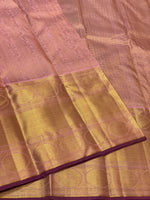 Load image into Gallery viewer, Classic Creamy Pink &amp; Vadamalli Brocade 2gm Zari Bridal Elegance Kanchipuram Handloom Silk Saree SS24382
