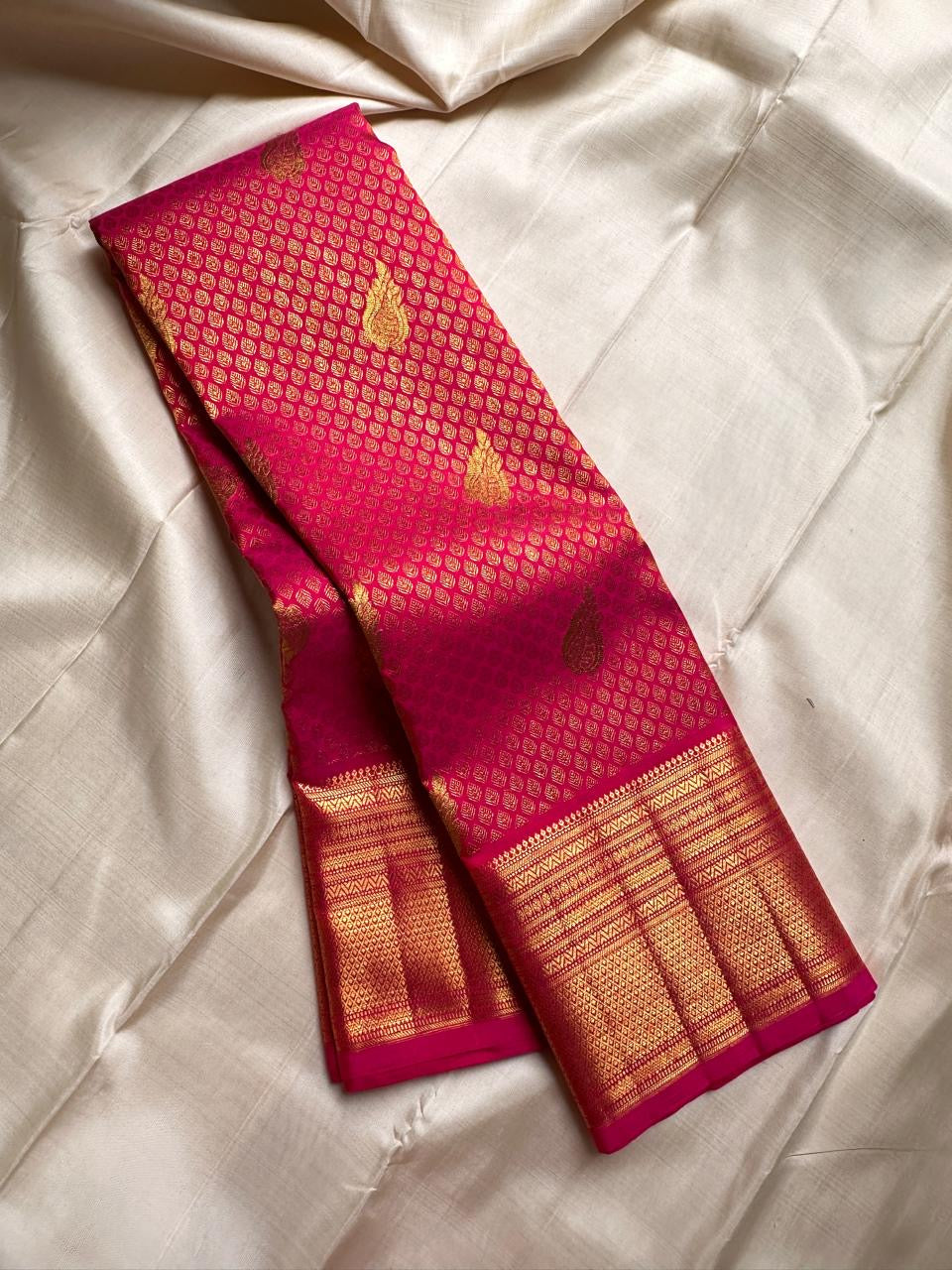 Classic Rose Pink Bridal Elegance Kanchipuram Handloom Silk Saree SS25901
