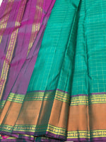 Load image into Gallery viewer, Classic Teal Green &amp; Onion Pink 2gm Zari Elegance Kanchipuram Handloom Silk Saree SS25320
