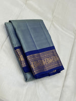 Load image into Gallery viewer, Classic Grey &amp; Royal Blue Elegance Kanchipuram Handloom Silk Saree SS24459
