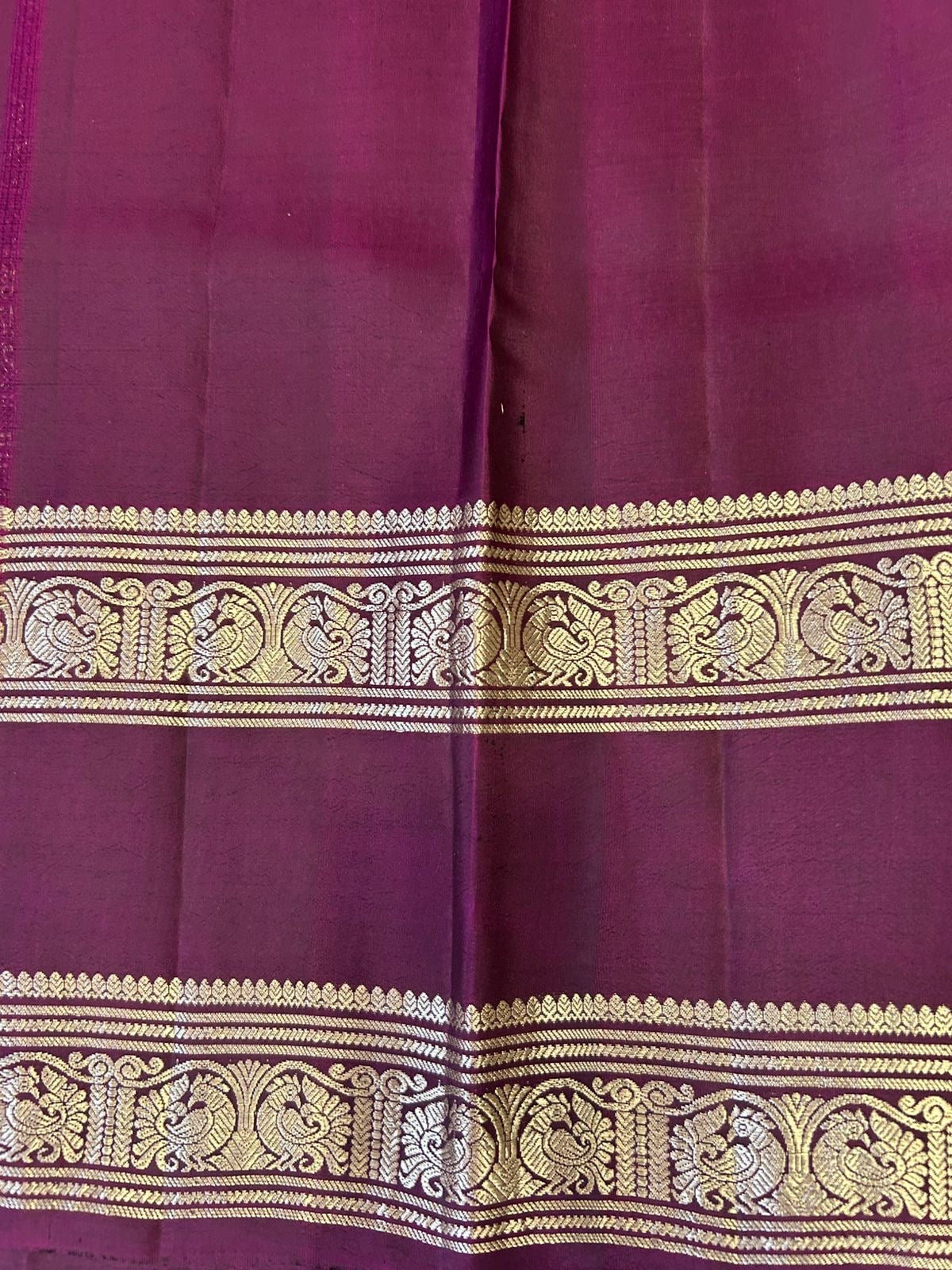 Classic Purple Pen Kalamkari Peacock Floral Elegance Kanchipuram Handloom Silk Saree SS24436