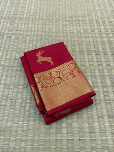 Classic Chilli Red 1gm Zari Bridal Elegance Kanchipuram Handloom Silk Saree SS24764