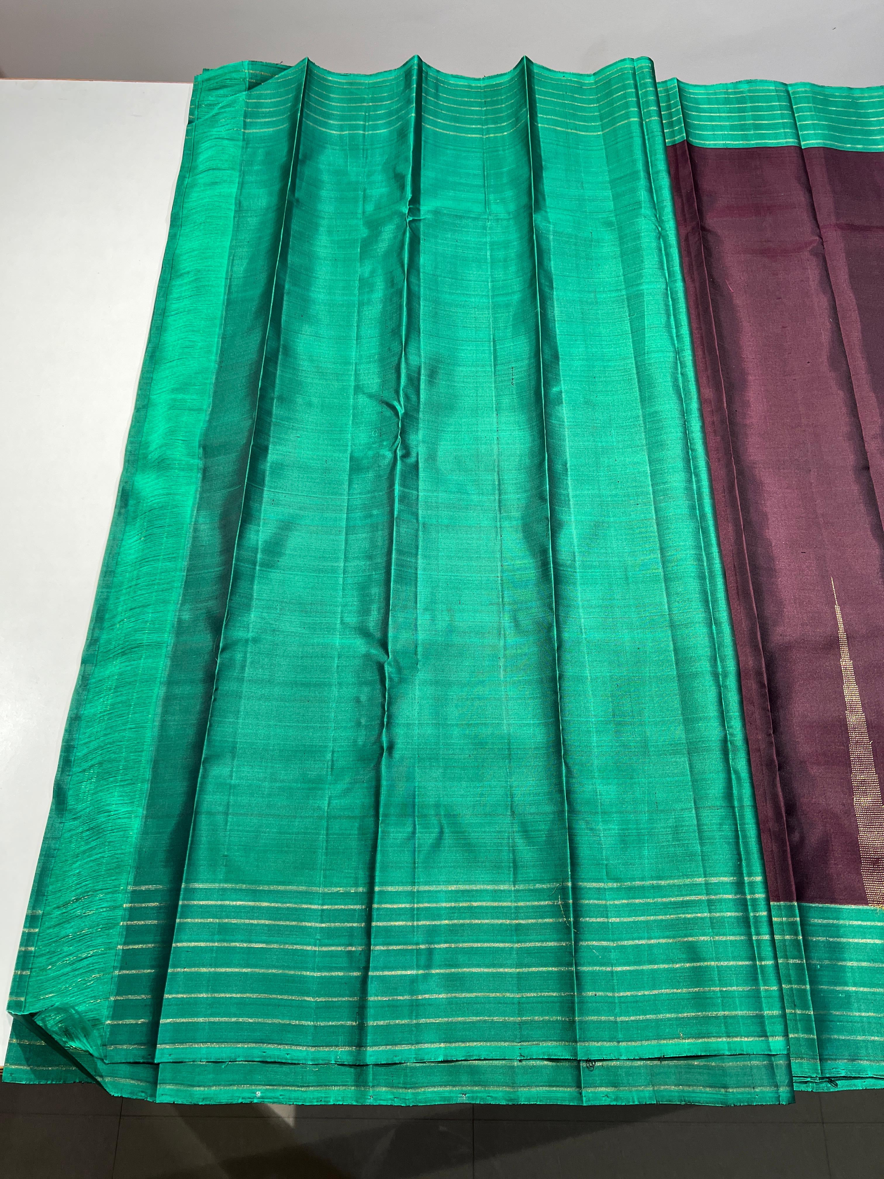 Classic Coffee Brown & Green 3gm Zari Elegance Kanchipuram Silk Saree SS23838