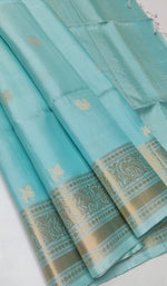 Load image into Gallery viewer, Classic Sky Blue Elegance Handloom Soft Silk Saree SS25640
