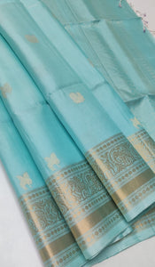 Classic Sky Blue Elegance Handloom Soft Silk Saree SS25640