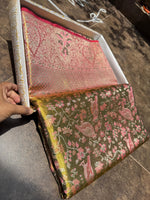 Load image into Gallery viewer, Classic Olive Green Meenakari Bridal Elegance Kanchipuram Handloom Silk Saree SS27613
