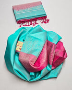 Load image into Gallery viewer, Classic Turquoise Green &amp; Pink Elegance Handloom Soft Silk Saree SS24750
