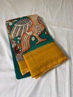 Load image into Gallery viewer, Classic Pen Kalamkari Green Elegance Banglore Silk Saree SS27162
