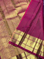 Load image into Gallery viewer, Classic Dark Blue &amp; Pink 2gm Zari Elegance Kanchipuram Handloom Silk Saree SS27030
