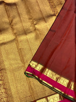 Load image into Gallery viewer, Classic Coffee Brown &amp; Deep Pink 2gm Zari Bridal Elegance Kanchipuram Handloom Silk Saree SS25269
