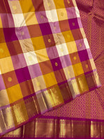 Load image into Gallery viewer, Classic Cream &amp; Yellow Wine Red Butta Kanchipuram Handloom Silk Saree SS26032
