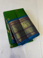 Load image into Gallery viewer, Classic Spring Green &amp; Ash Blue 2gm Zari Elegance Kanchipuram Handloom Silk Saree SS27384
