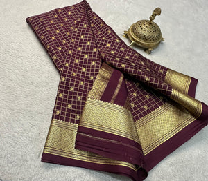 Classic Berry Plum Elegance Mysore Silk Saree SS24639