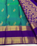 Load image into Gallery viewer, Classic Peacock Blue 1gm Zari Elegance Kanchipuram Handloom Silk Saree SS24198
