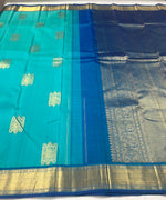 Load image into Gallery viewer, Classic Sea Blue &amp; Azure Blue 2gm Zari Elegance Kanchipuram Handloom Silk Saree SS27218
