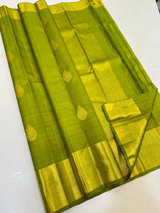 Classic Olive Green Elegance Kanchipuram Handloom Silk Saree SS24322