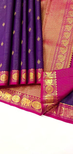 Load image into Gallery viewer, Classic Deep Violet &amp; Pink Elegance Kanchipuram Handloom Silk Saree SS27878
