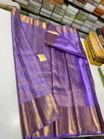 Load image into Gallery viewer, Classic Lavender Bridal Elegance Kanchipuram Handloom Silk Saree SS24835
