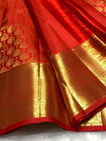 Load image into Gallery viewer, Classic Deep Orange 2gm Zari Bridal Elegance Kanchipuram Handloom Silk Saree SS25449
