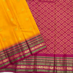 Load image into Gallery viewer, Classic Mango Yellow &amp; Wine Red 1gm Zari Korvai Elegance Kanchipuram Handloom Silk Saree SS28114
