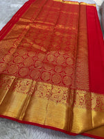 Load image into Gallery viewer, Classic Scarlet Red Bridal Elegance Kanchipuram Handloom Silk Saree SS26085
