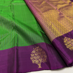 Classic Green & Vadamalli 2gm Zari Kanchipuram Handloom Silk Saree SS26297
