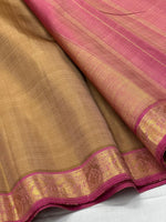 Load image into Gallery viewer, Classic Sand Beige &amp; Deep Pink 2gm Zari Kanchipuram Handloom Silk Saree SS26012
