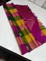 Load image into Gallery viewer, Classic Fuchsia Pink Checker 2gm Zari Elegance Kanchipuram Handloom Silk Saree SS28650
