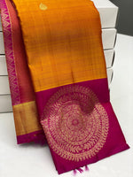 Load image into Gallery viewer, Classic Golden Orange &amp; Deep Pink 1gm Zari Elegance Kanjivaram Handloom Silk Saree SS22949
